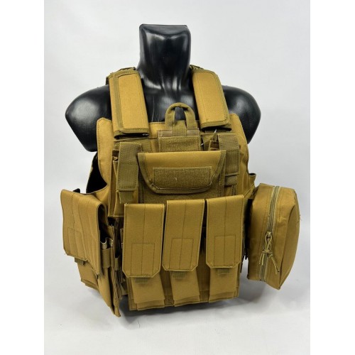 Тактический разгрузочный жилет «5 / пять карманов» с подсумками Tactical Molle Plate Carrier для съемных бронепластин в Арзамасе